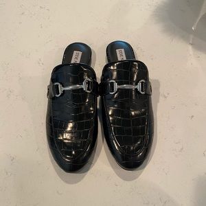 Steve Madden Black Crocodile Mules